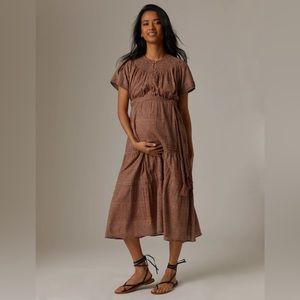 A PEA IN THE POD TIERED COTTON MAXI MATERNITY DRESS